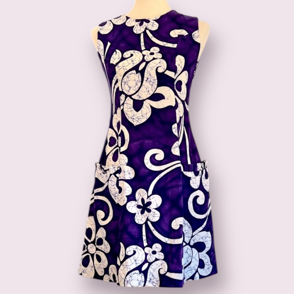 Vintage Barkcloth Hawaiian Shift Dress